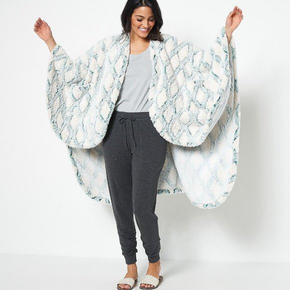 Berkshire Accessories - Berkshire Blanket Ultrasonic Diamond Cut Cape Wrap - Teal (OS) h263985